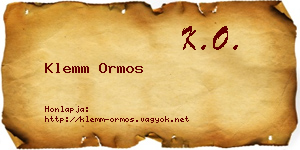 Klemm Ormos névjegykártya